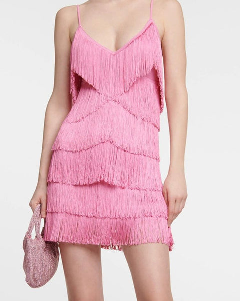 Robe à frange rose
