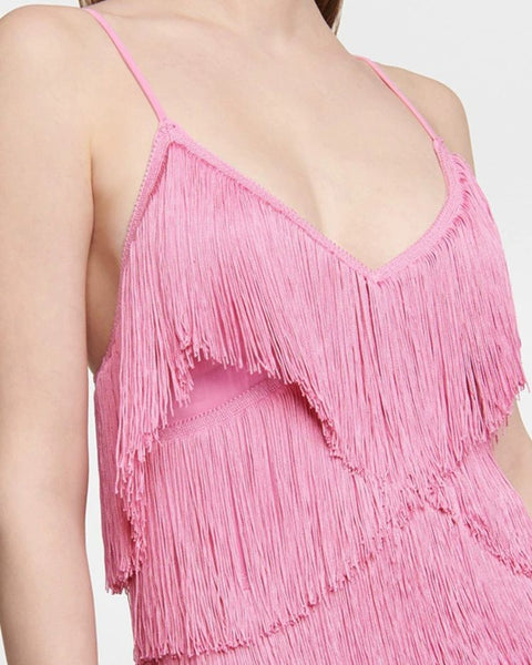 Robe à frange rose