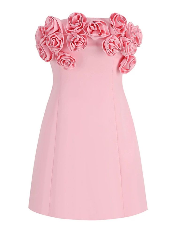 Robe courte rose poudrée