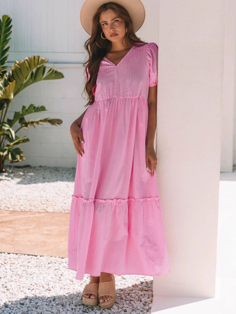 Robe rose pastel longue ample
