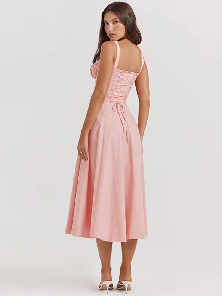 Robe dété rose de dos