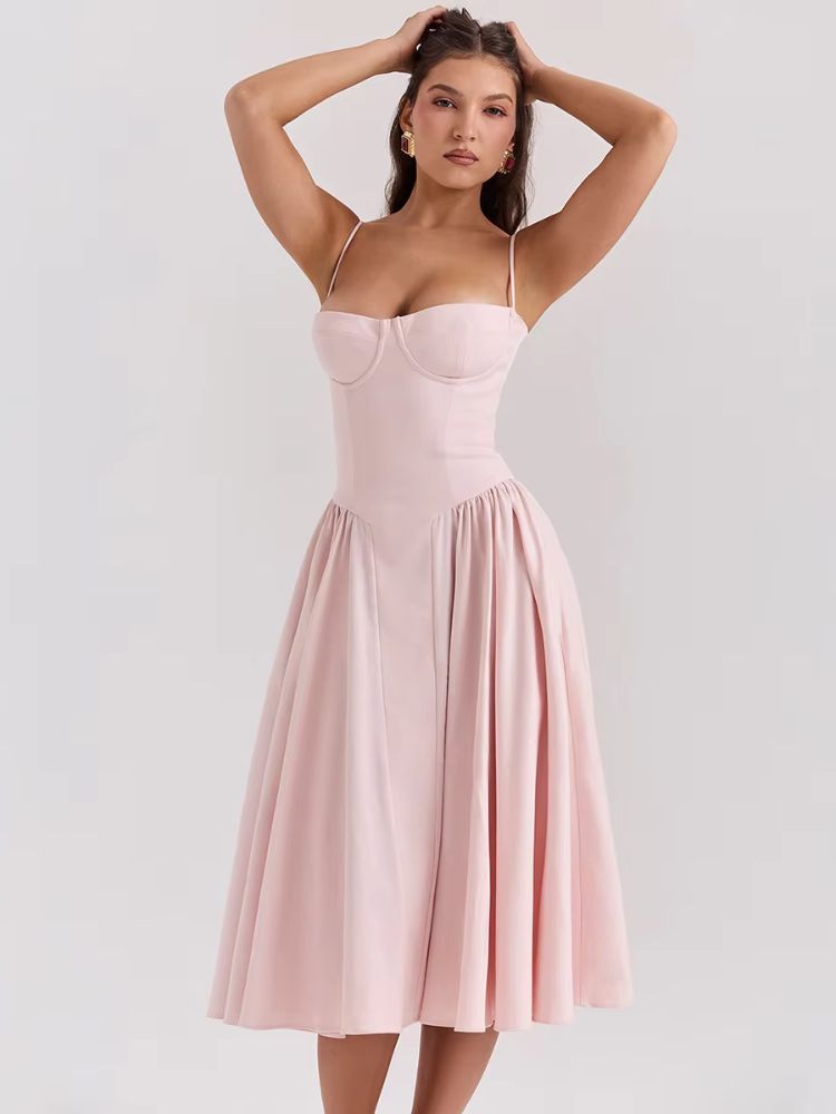 Robe rose mi-longue