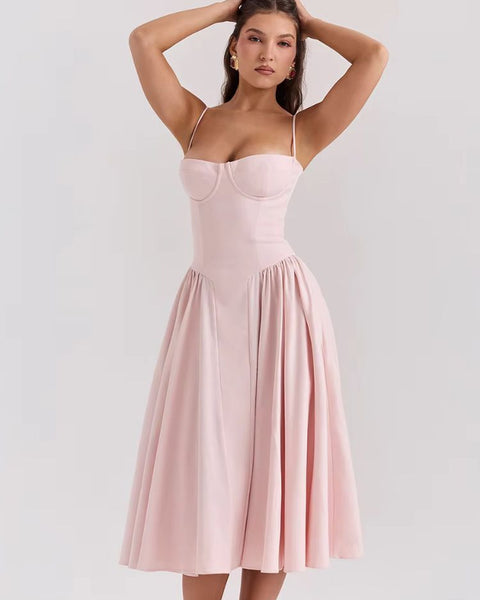 Robe rose mi-longue