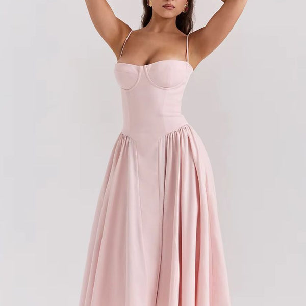 Robe rose mi-longue