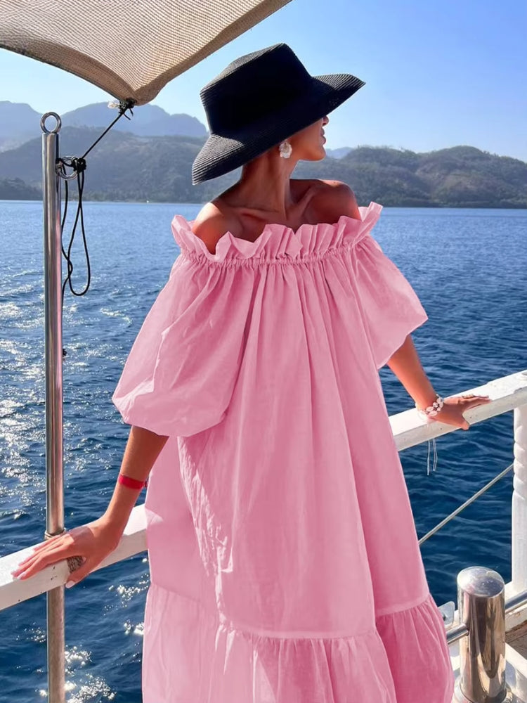 Robe rose pastel longue pour femme