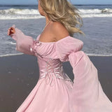 Robe rose poudré manche longue