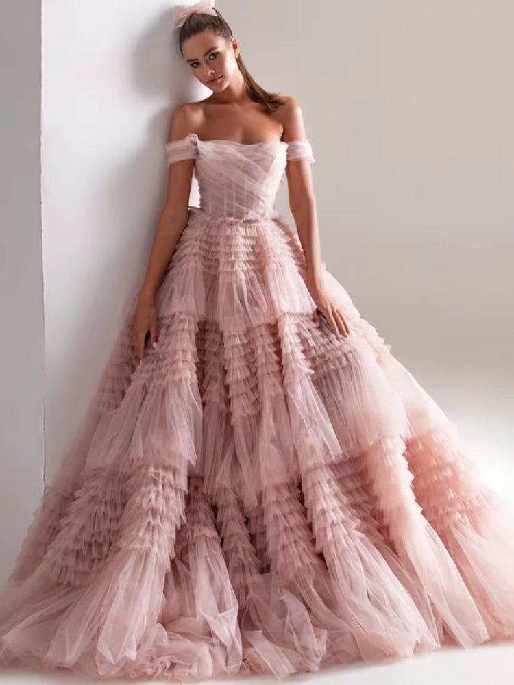 Robe rose poudré de mariage