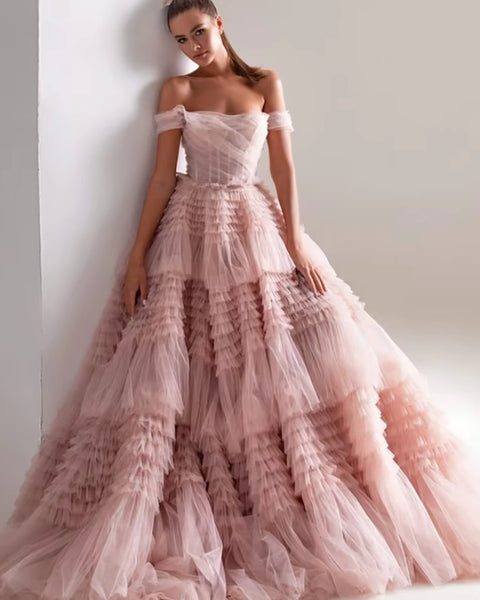 Robe rose poudré de mariage