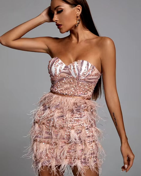 Robe à sequin rose