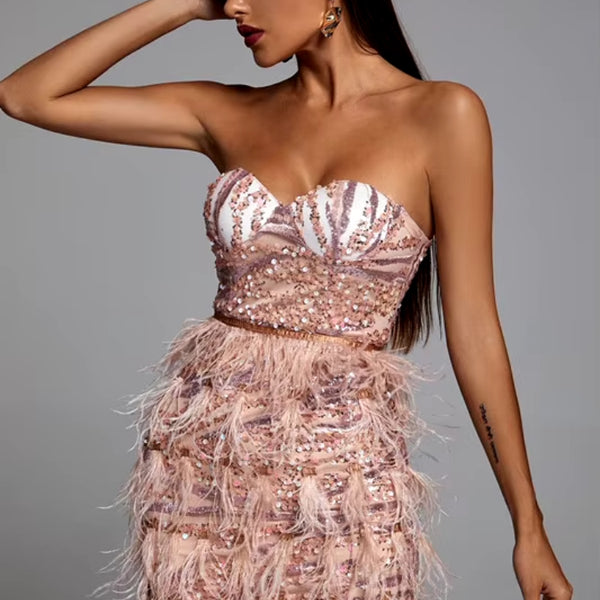 Robe à sequin rose