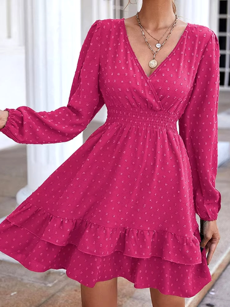 Robe trapèze rose fuchsia courte