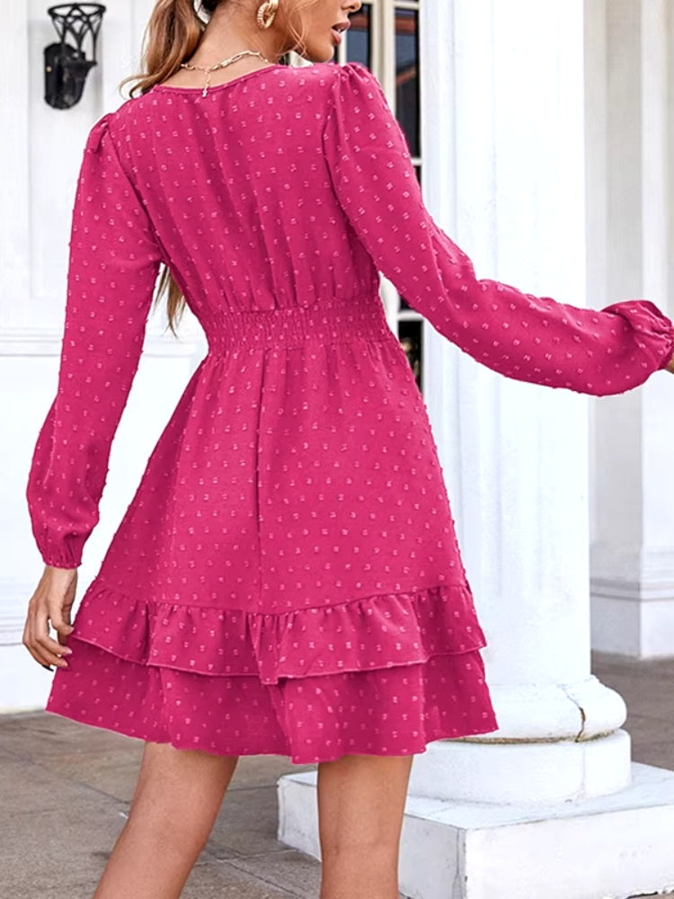 Robe trapèze rose fuchsia de dos