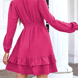 Robe trapèze rose fuchsia de dos