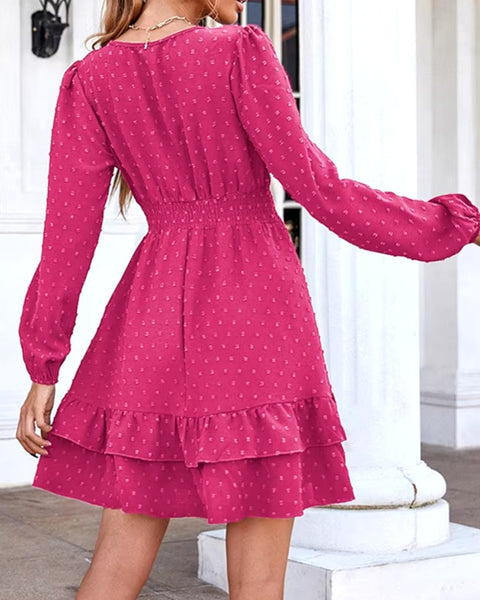 Robe trapèze rose fuchsia de dos