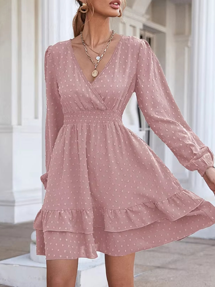 Robe trapèze rose poudrée