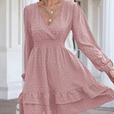 Robe trapèze rose poudrée